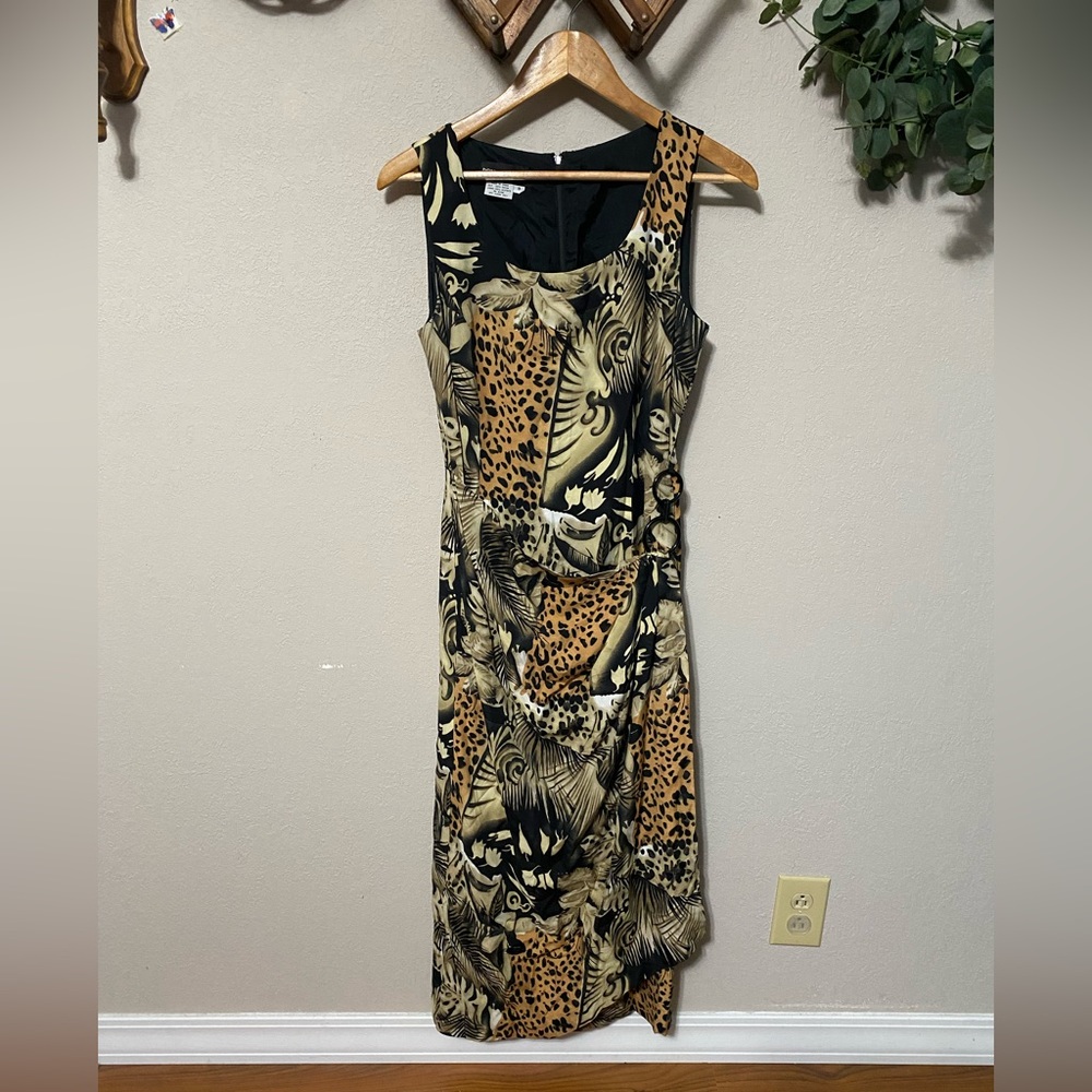 Donna Morgan Brown Tan Sheath Midi Dress